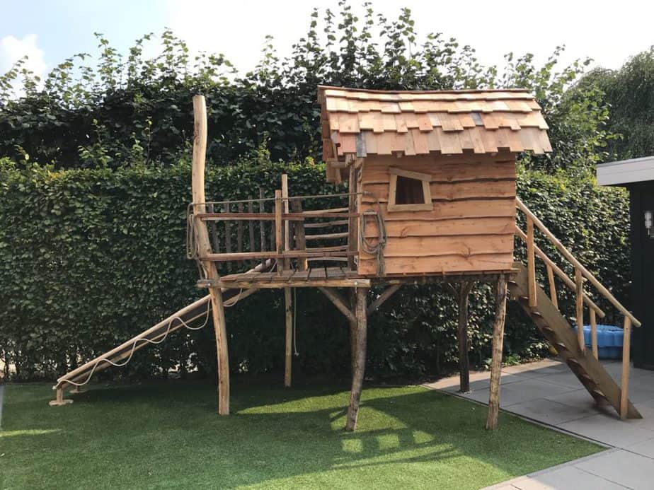 Stelzenhaus Kinder selbst bauen Holz Spielhaus