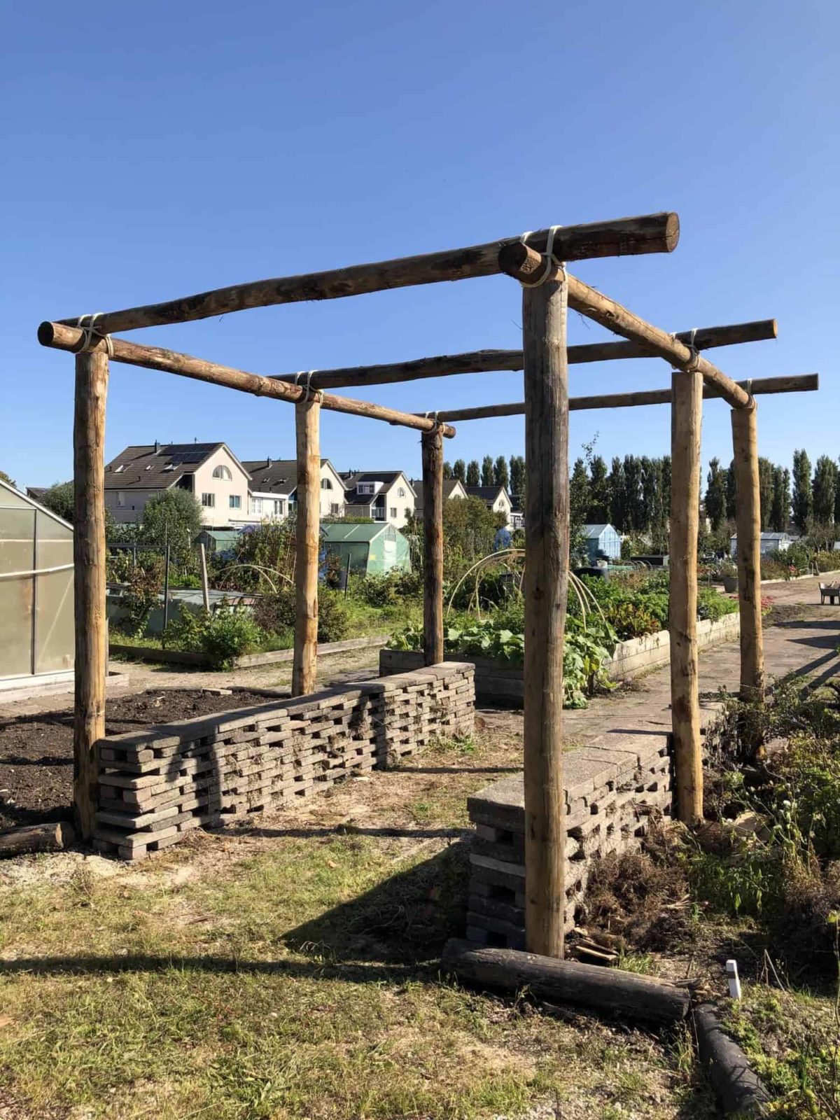 Pergola Holz: Aus Kastanienpfählen (Durchmesser 10-12 und 13-16 cm)