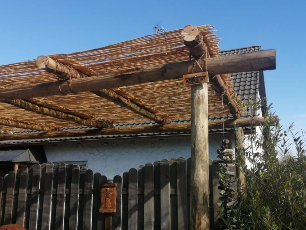 Pergola Holz selber bauen Holzpfähle Edelkastanie