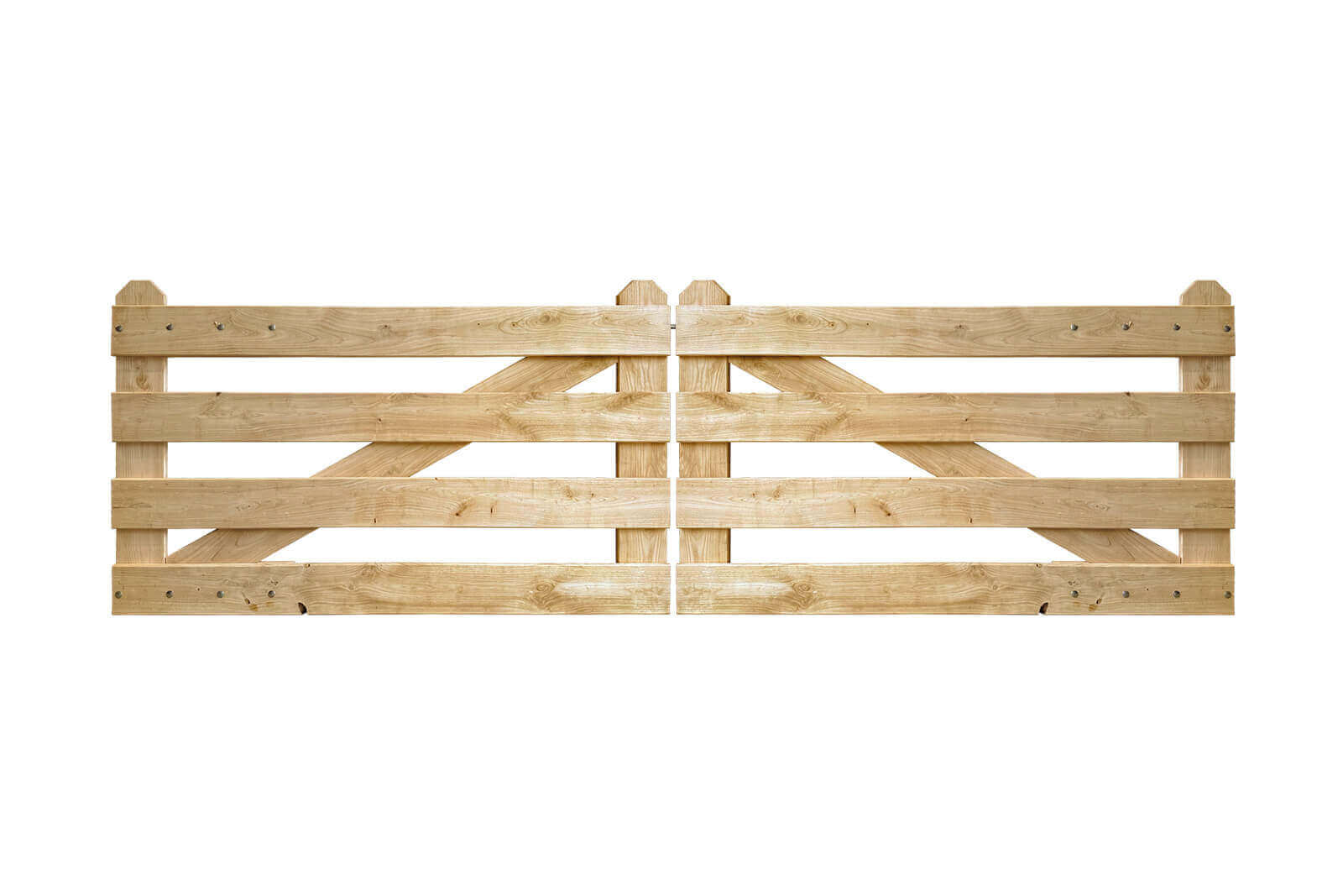 Hoftor modern Kastanie 4 Querlatten doppelt traditioneller Kopf vorn