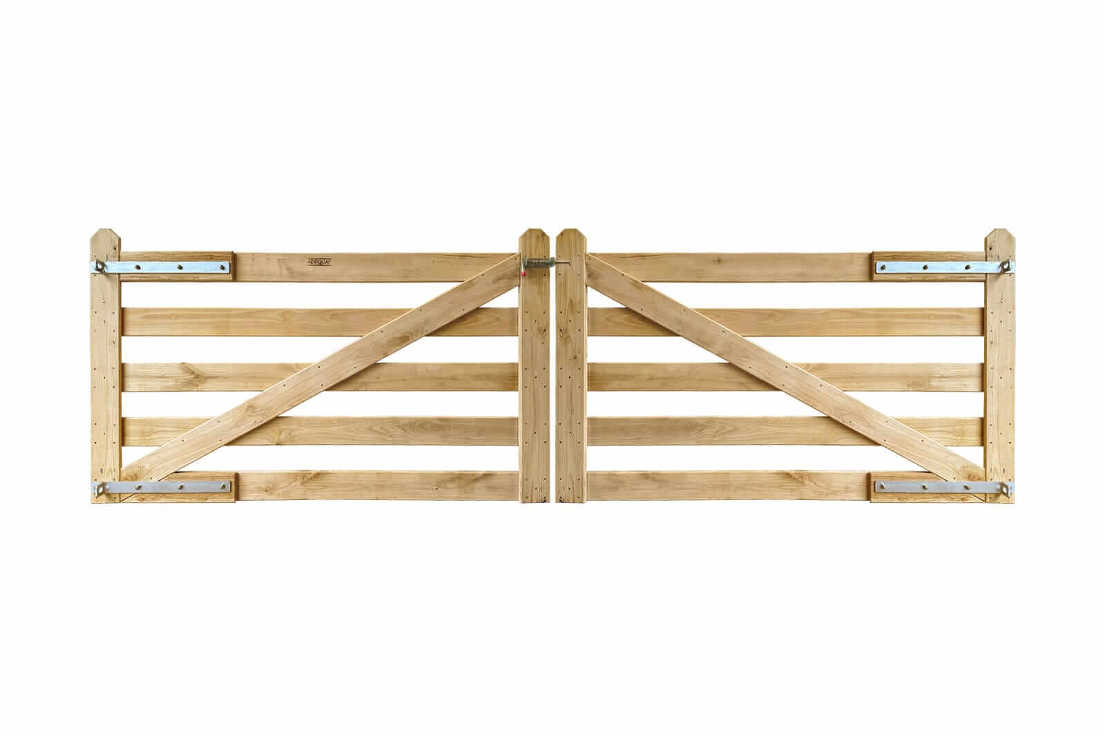 Hoftor modern Kastanie 5 Querlatten doppelt mit traditionellem Kopf hinten