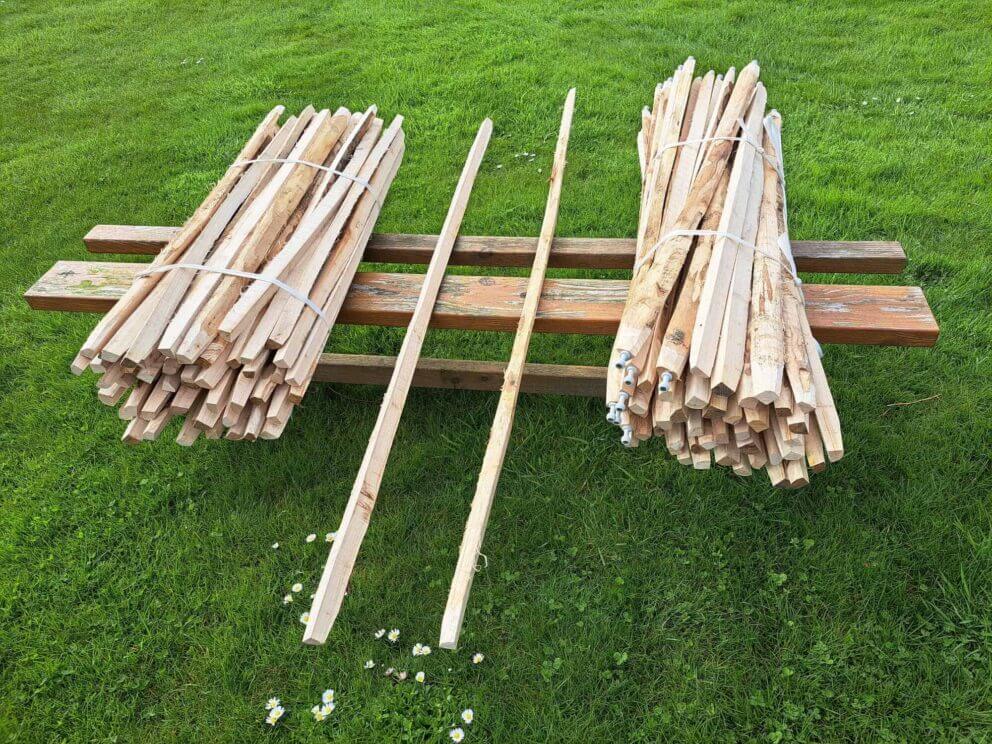 Latten aus Holz für Geodom - geodätische Kuppel