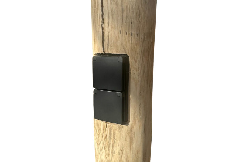 Außensteckdose Holzpfahl rund 2 Stück