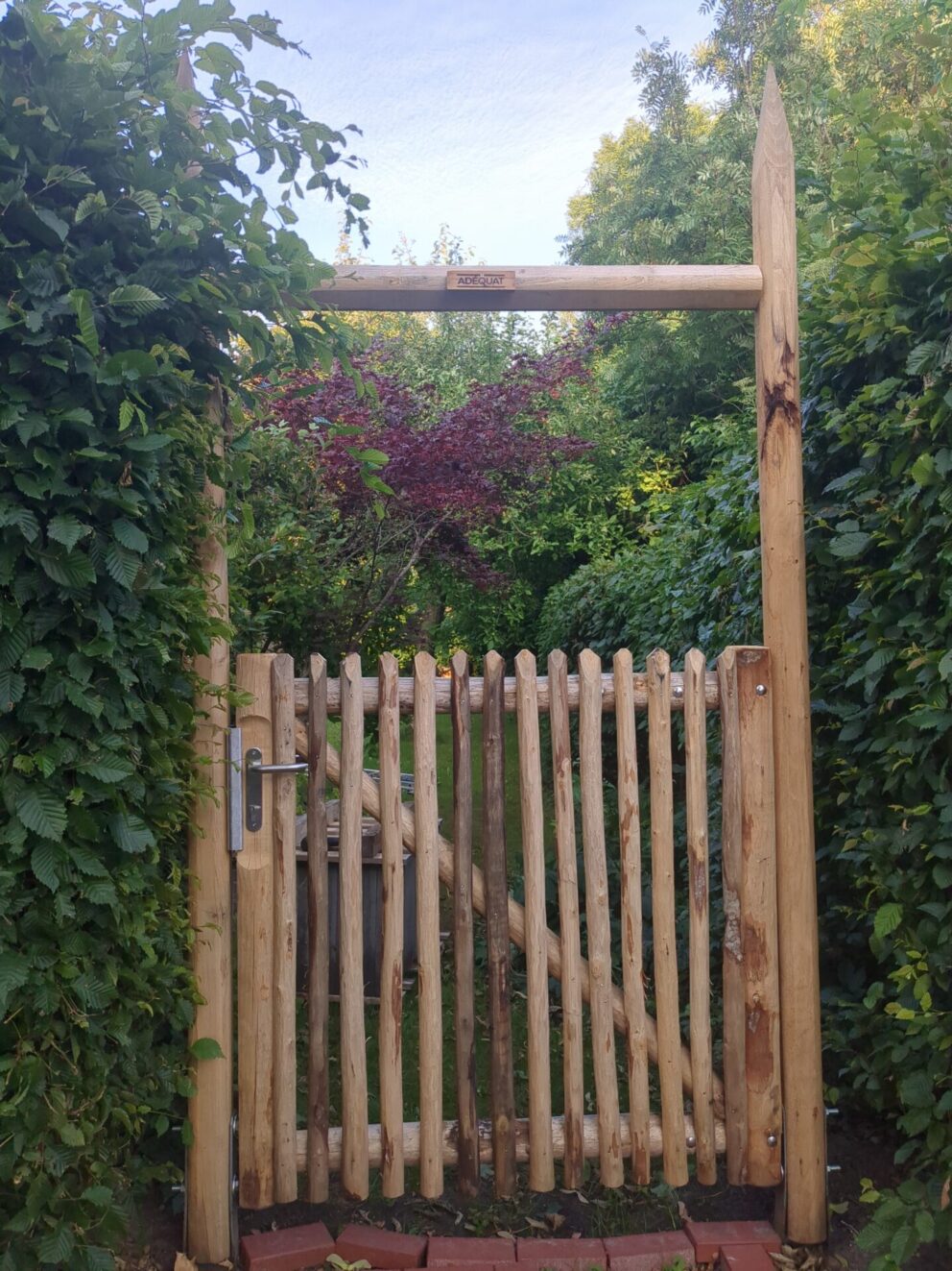 Staketenzauntor mit Schloss Kastanie 120 cm hoch 120 cm breit