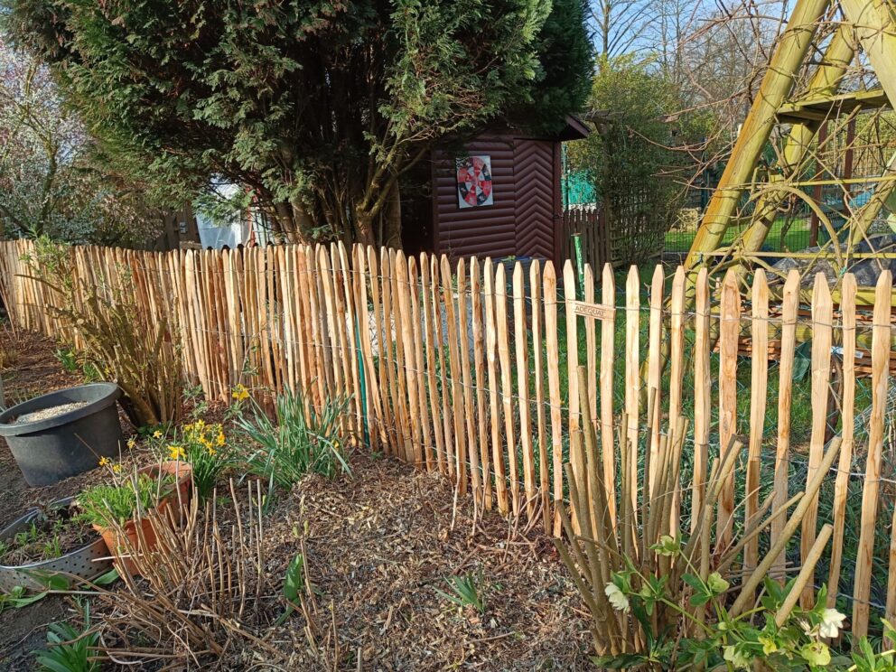 Französischer Staketenzaun Kastanie 100 cm hoch, 4 cm Lattenabstand