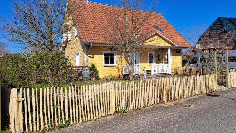 Staketenzaun Kastanie 80 cm hoch, Abstand 4 cm, 2x 5m Rolle