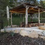 DIY Garten Pergola gebaut aus Kastanienpfosten mit den Durchmessern: 13-16 cm Ø, 10-12 Ø, 7-9 cm Ø
