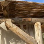 DIY Garten Pergola gebaut aus Kastanienpfosten mit den Durchmessern: 13-16 cm Ø, 10-12 Ø, 7-9 cm Ø