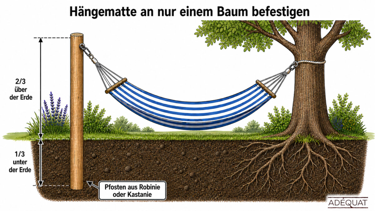 Hängematte nur ein Baum aufhängen