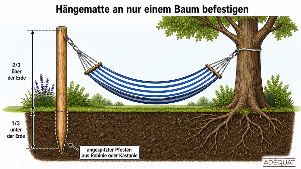 Hängematte nur ein Baum aufhängen