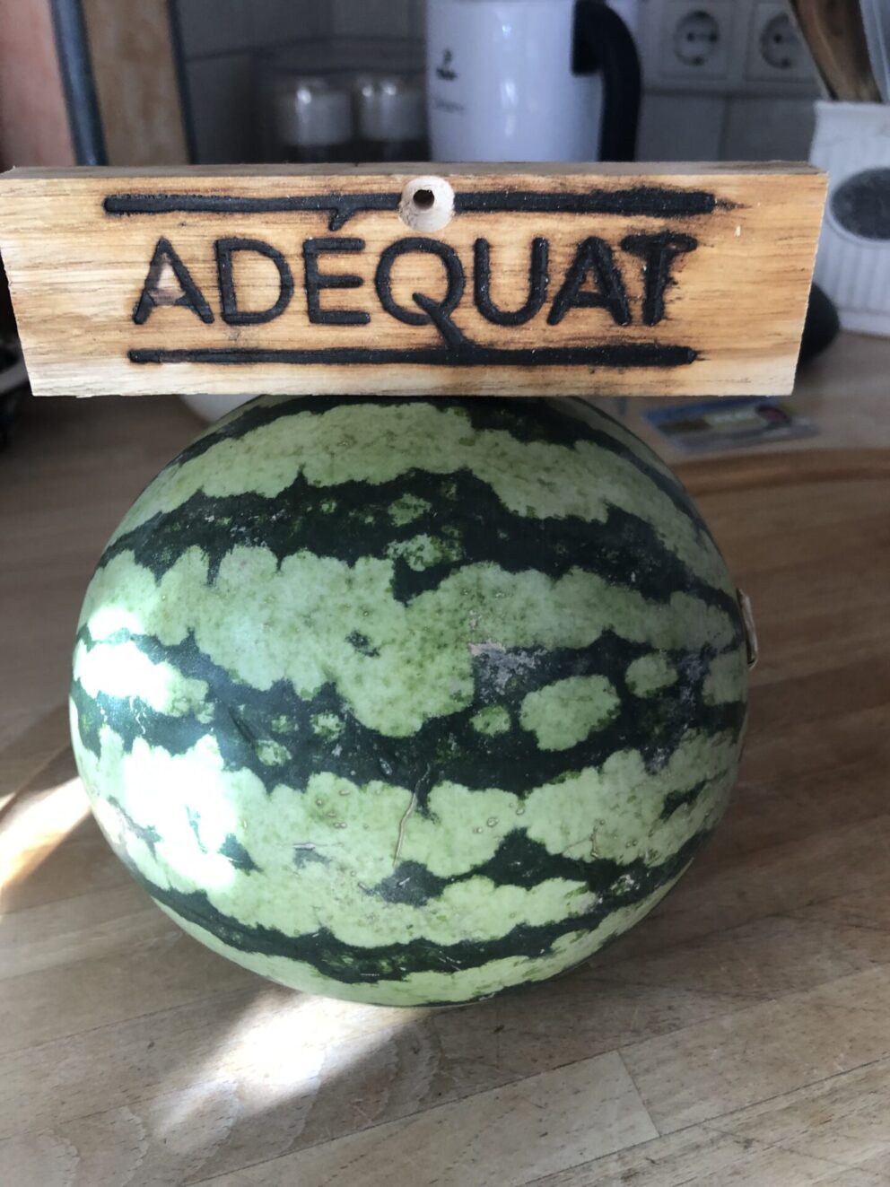 Wassermelone und Adéquat Schild