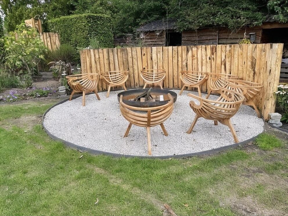Holzpalisade im Garten