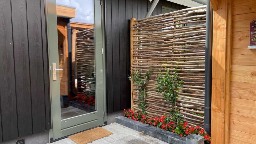 Sichtschutz Terrasse Holz Haselnuss