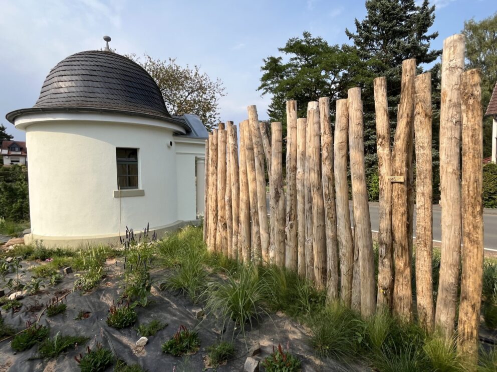 Robiniepfähle als Schall- und Sichtschutz