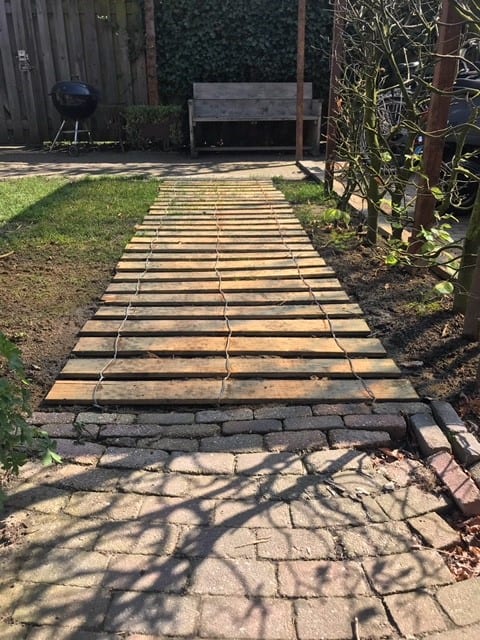 Une allée en bois de châtaignier