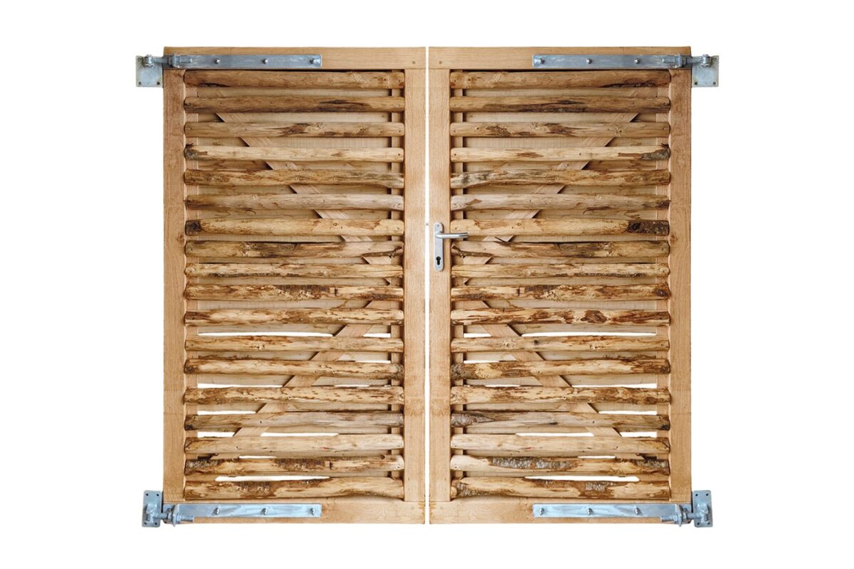Portail treillis chêne / châtaignier double