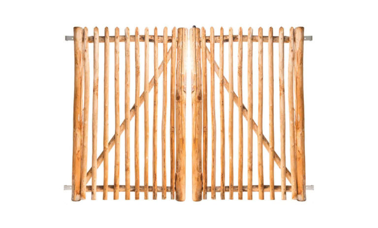 Double portail français en rondins 175 cm de hauteur