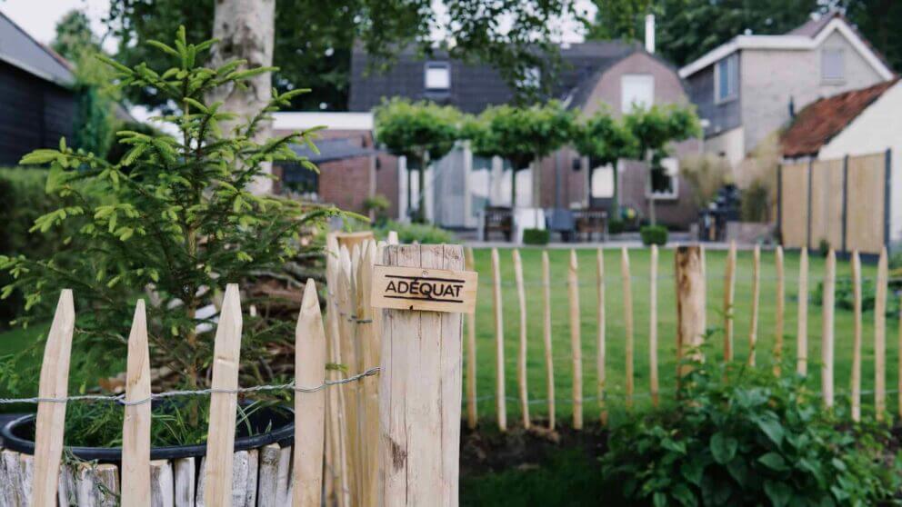 Clôture ganivielle française en bois de châtaignier de 80 cm de hauteur et avec un espacement de 8 cm. entre les lattes.