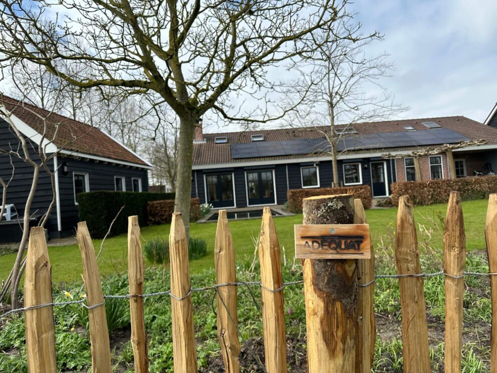 Clôture ganivielle française en bois de châtaignier de 100 cm de hauteur et avec un espacement de 6 cm. entre les lattes.