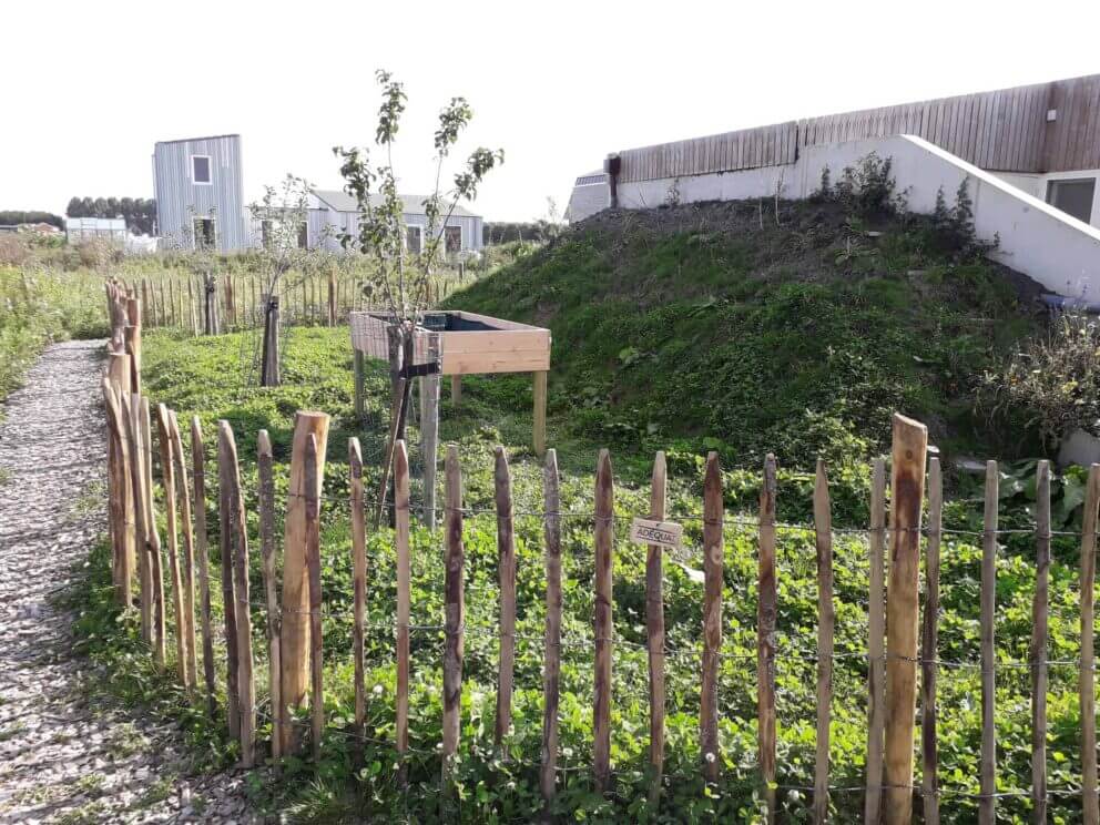 Clôture ganivielle française en bois de châtaignier de 100 cm de hauteur et avec un espacement de 10 cm. entre les lattes.