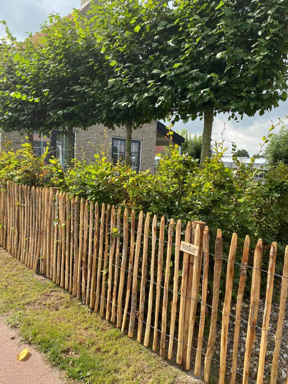 Clôture ganivielle française en bois de châtaignier de 100 cm de hauteur et avec un espacement de 4 cm. entre les lattes.