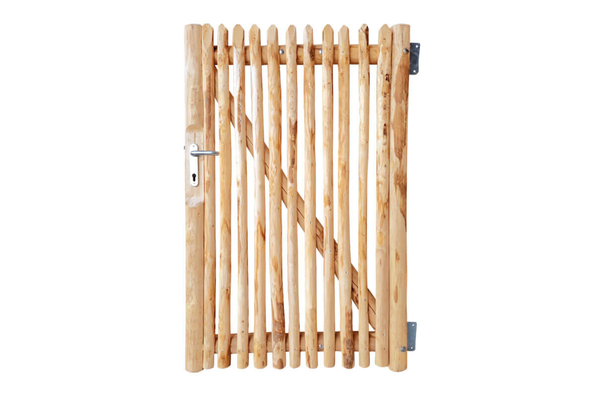 Portail français rondins de luxe châtaignier simple 150 cm hauteur