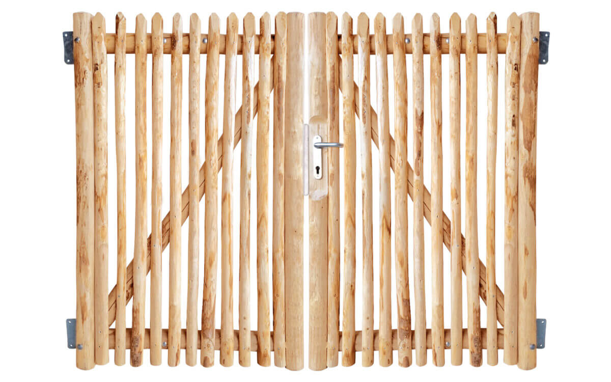 Portail français rondins de luxe châtaignier double 150 cm hauteur