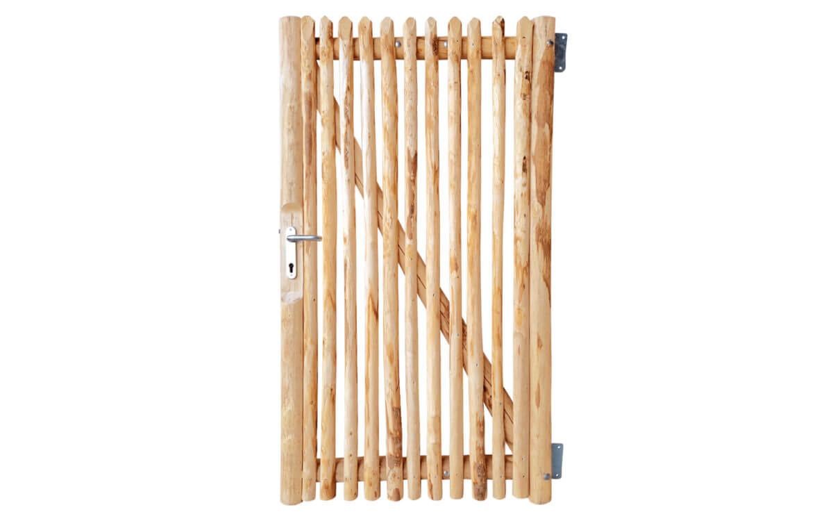 Portail français rondins de luxe châtaignier simple 175 cm hauteur