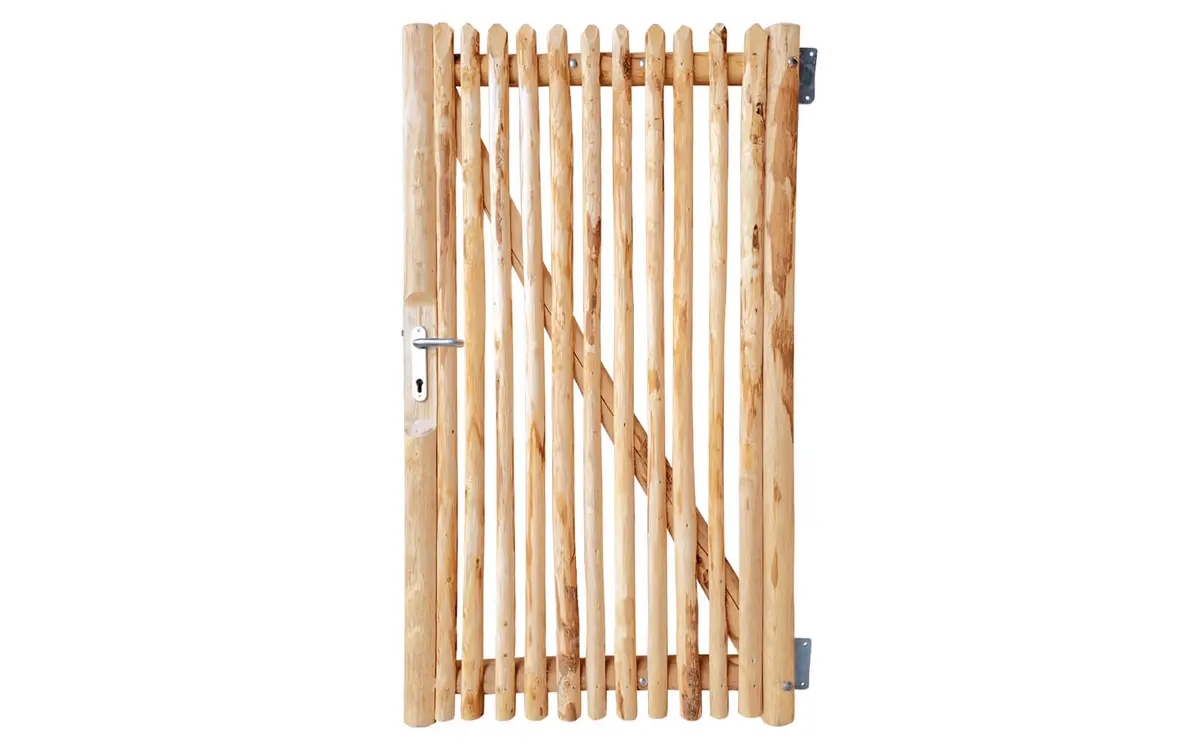 Portail français rondins de luxe châtaignier simple 175 cm hauteur