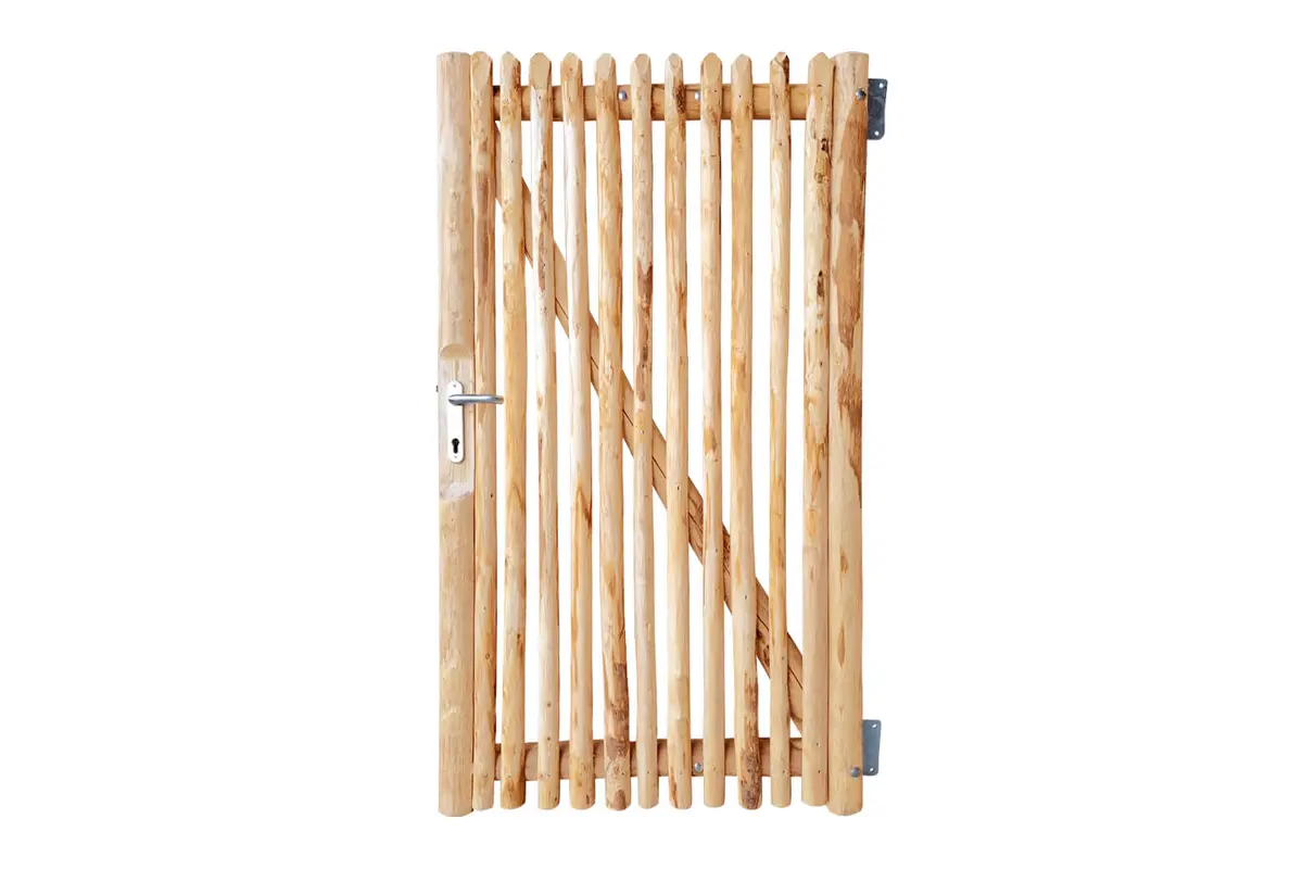 Portail français rondins de luxe châtaignier simple 175 cm hauteur