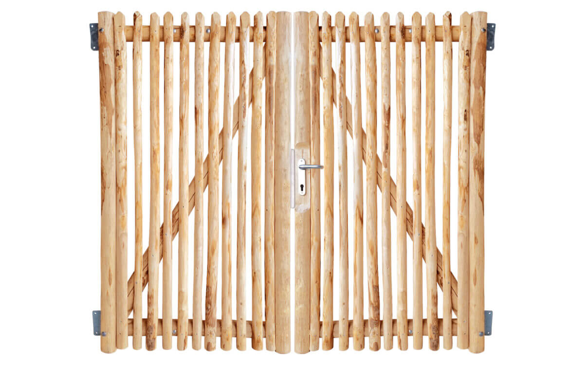 Portail français rondins de luxe châtaignier double 175 cm hauteur