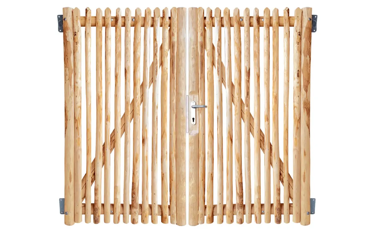 Portail français rondins de luxe châtaignier double 175 cm hauteur