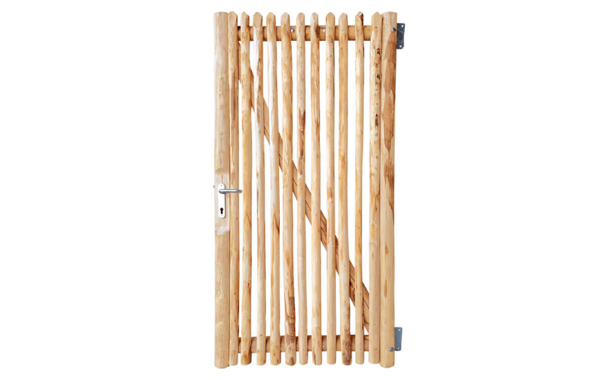 Portail français rondins de luxe châtaignier simple 200 cm hauteur