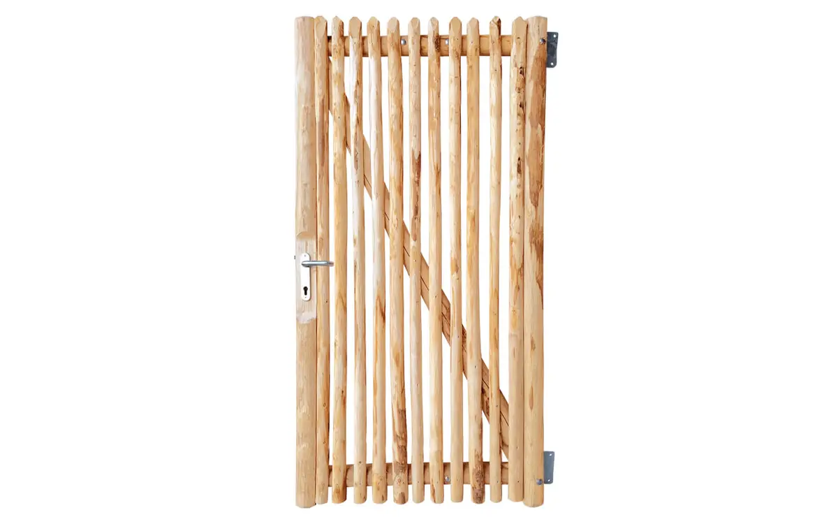 Portail français rondins de luxe châtaignier simple 200 cm hauteur