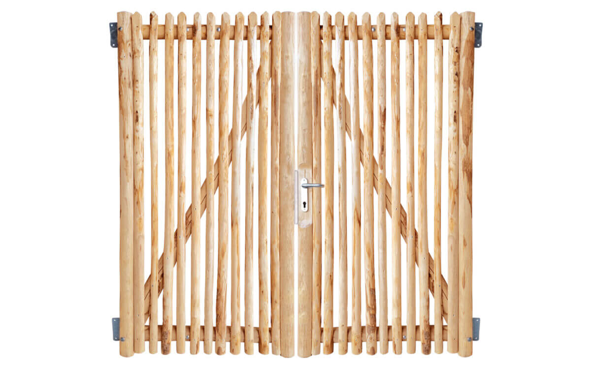 Portail français rondins de luxe châtaignier double 200 cm hauteur