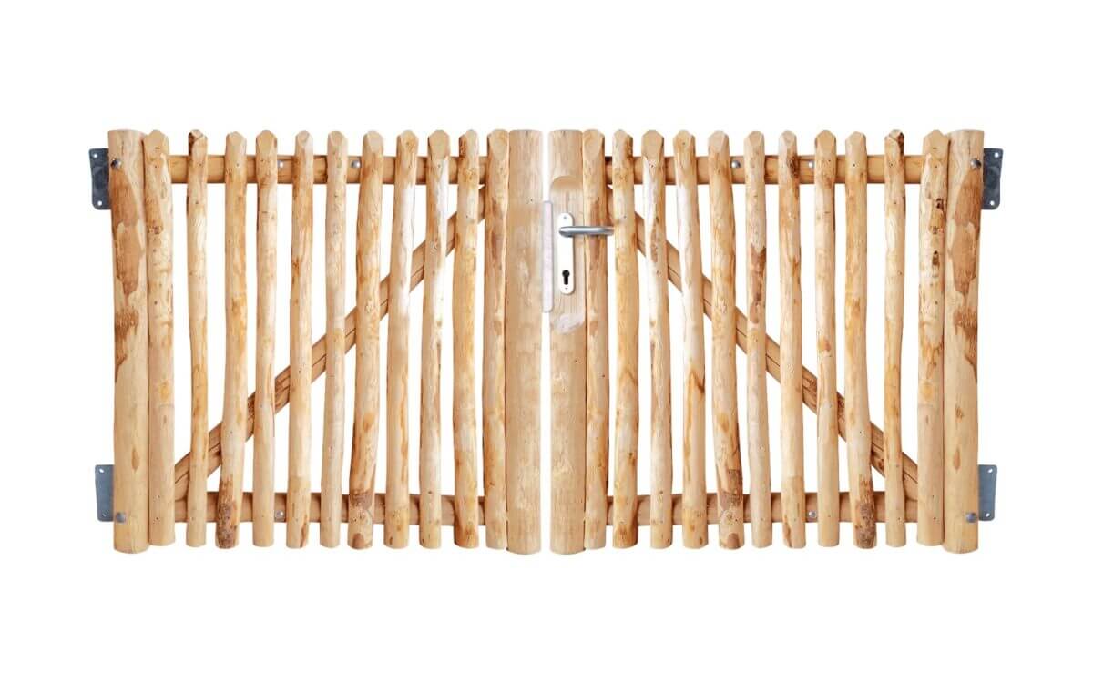 Portail français rondins de luxe châtaignier double 100 cm hauteur