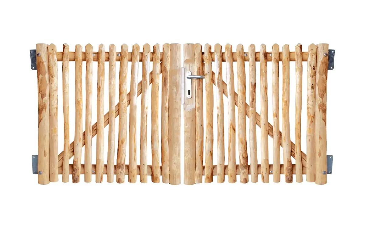 Portail français rondins de luxe châtaignier double 100 cm hauteur