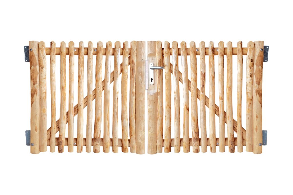 Portail français rondins de luxe châtaignier double 100 cm hauteur