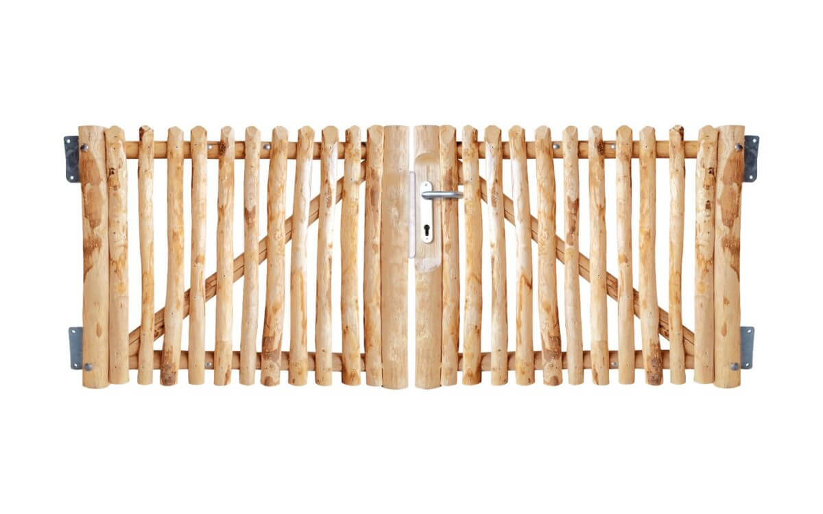 Portail français rondins de luxe châtaignier double 80 cm hauteur
