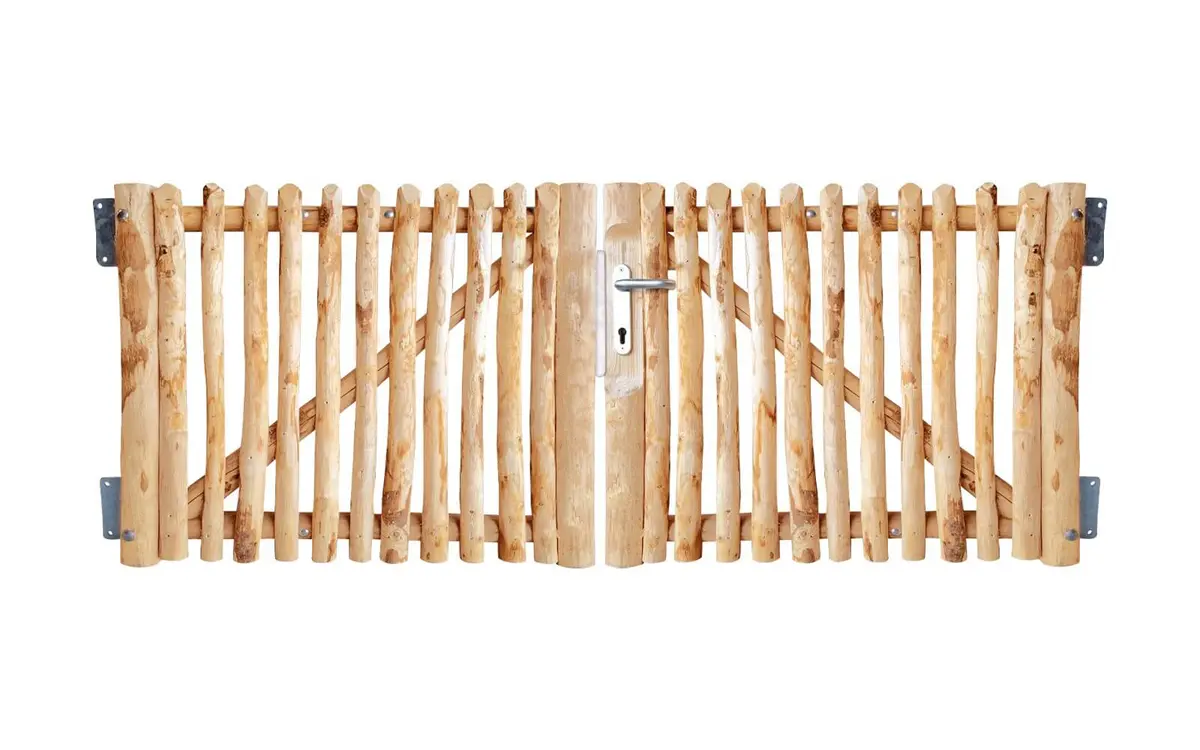 Portail français rondins de luxe châtaignier double 80 cm hauteur