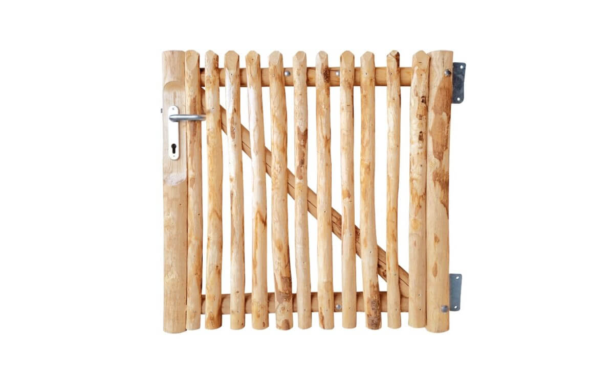 Portail français rondins de luxe châtaignier simple 100 cm hauteur