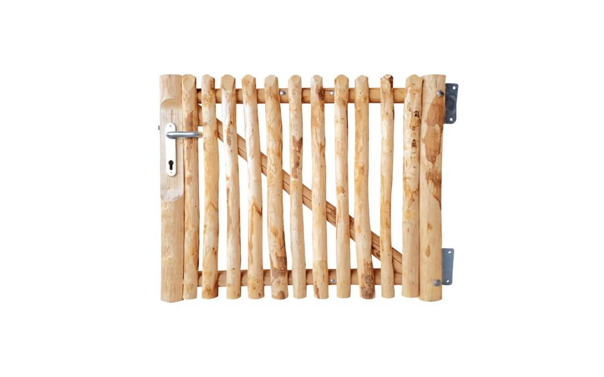Portail français rondins de luxe châtaignier simple 80 cm hauteur