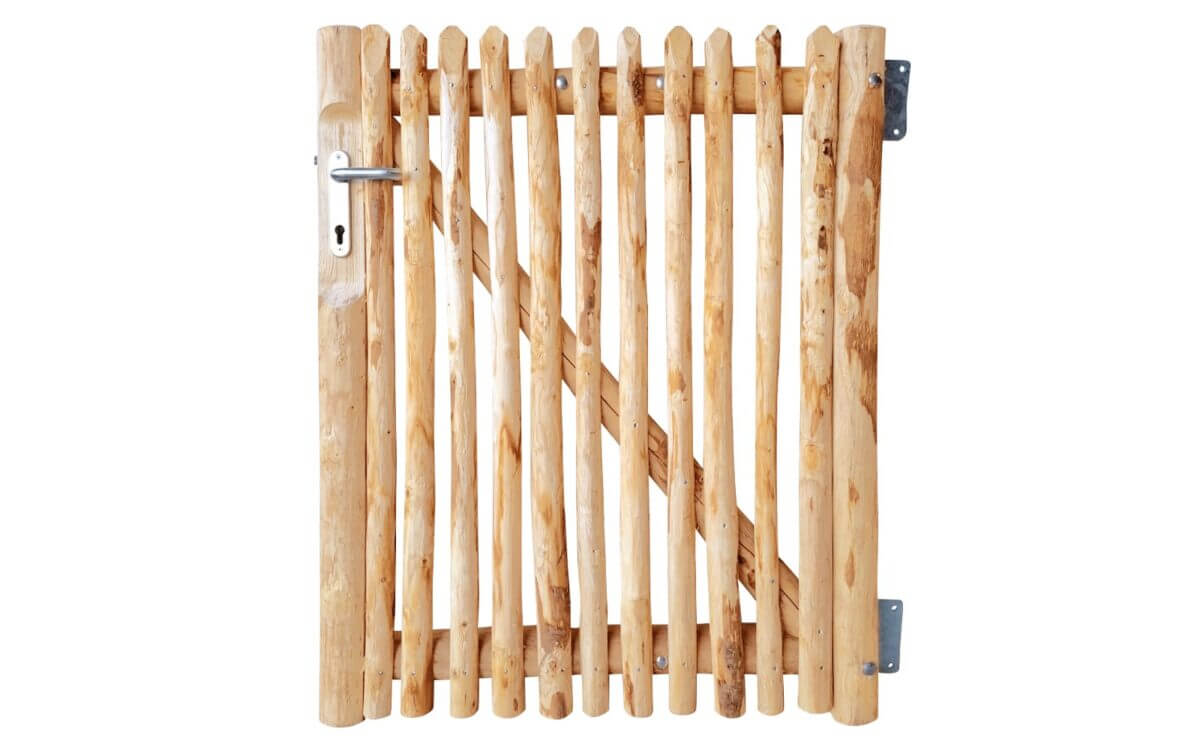 Portail français rondins de luxe châtaignier simple 120 cm hauteur