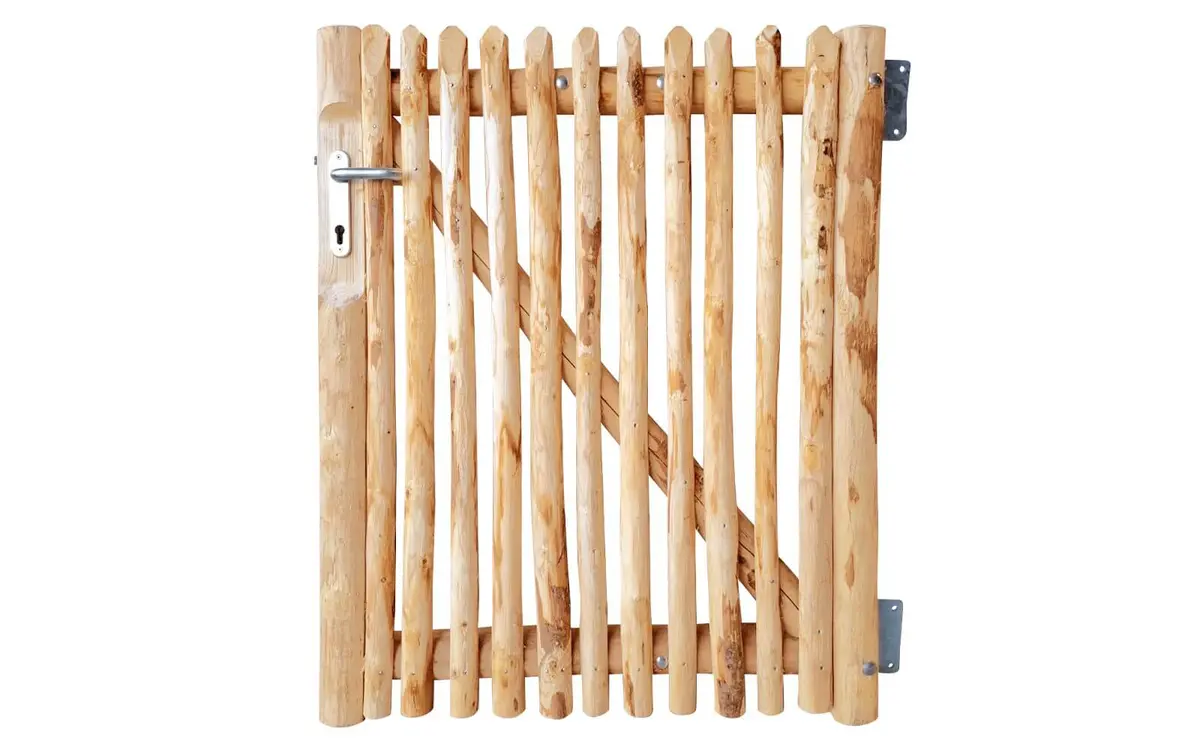 Portail français rondins de luxe châtaignier simple 120 cm hauteur