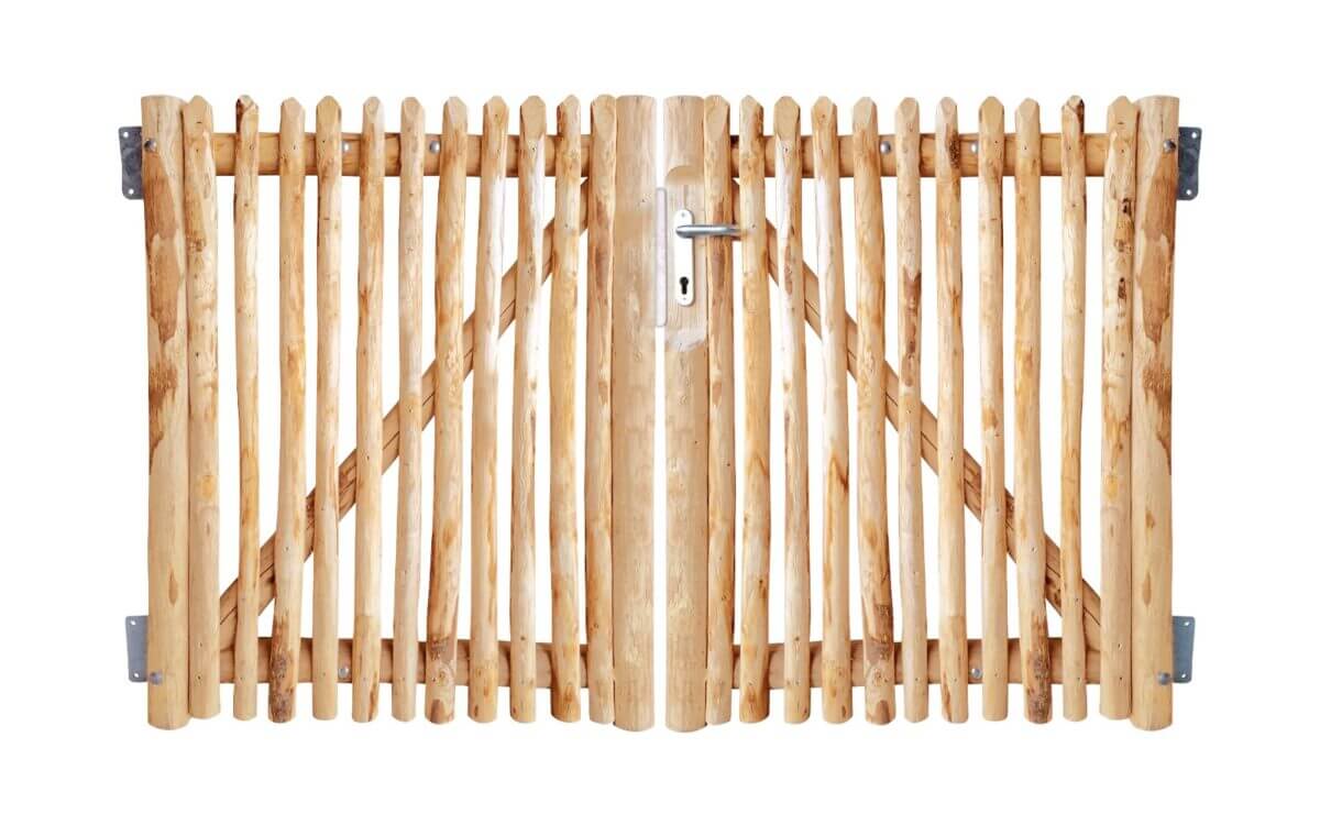 Portail français rondins de luxe châtaignier double 120 cm hauteur