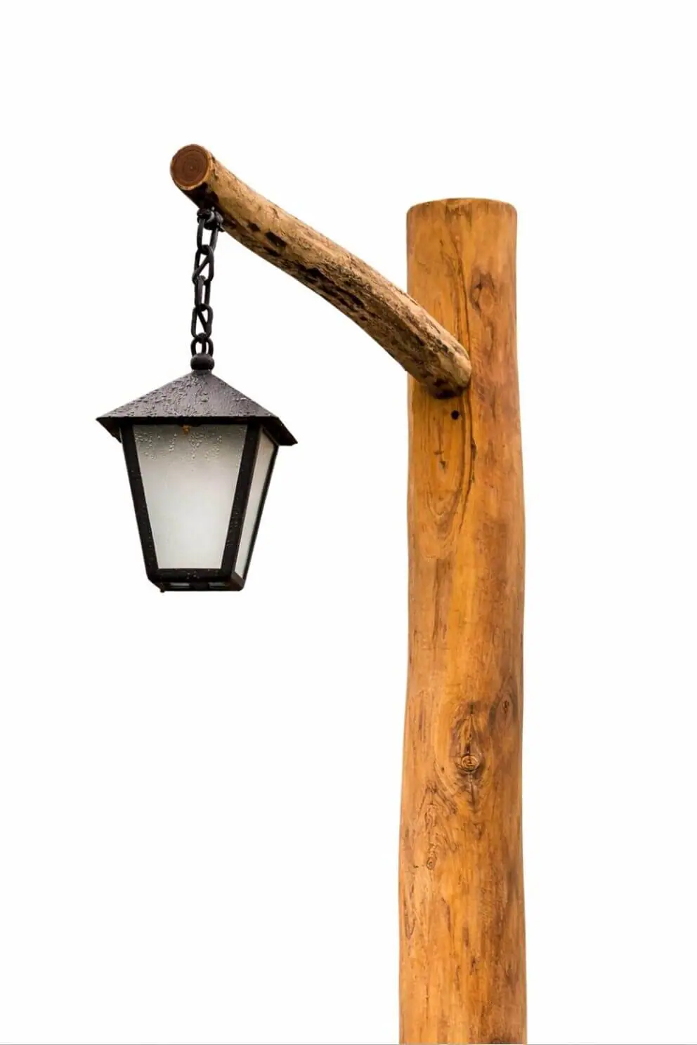 Lampadaire en bois avec lanterne suspendue à un bras – Pieter – Image 3