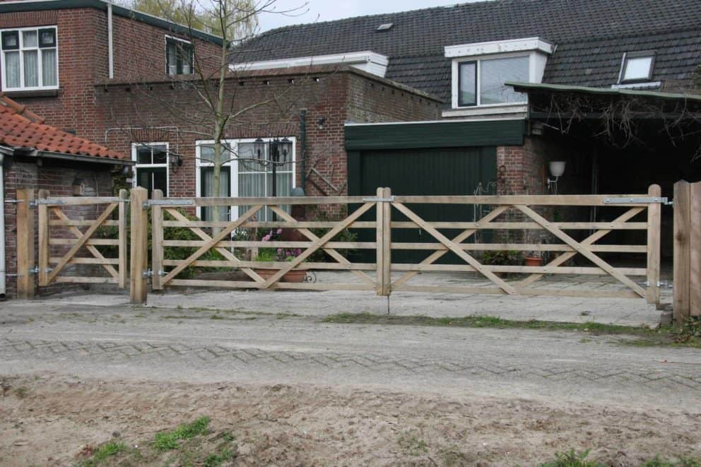 Engelse veldpoort eiken dubbel 2 x 2100 cm breed