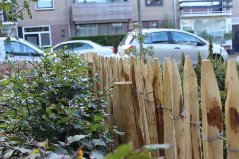 Frans schapenhek van kastanjehout met een hoogte van 80 cm en een latafstand van 4 cm