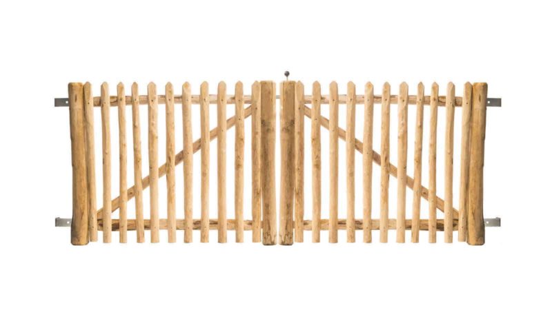 Franse rondhoutpoort dubbel 80 cm hoog