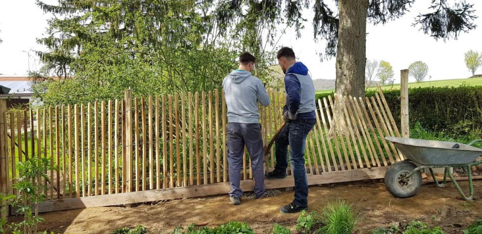 Frans schapenhek van robinia hout met een hoogte van 120 cm en een latafstand van 4 cm